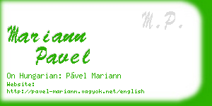 mariann pavel business card