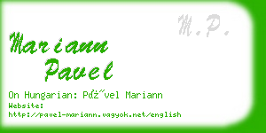 mariann pavel business card